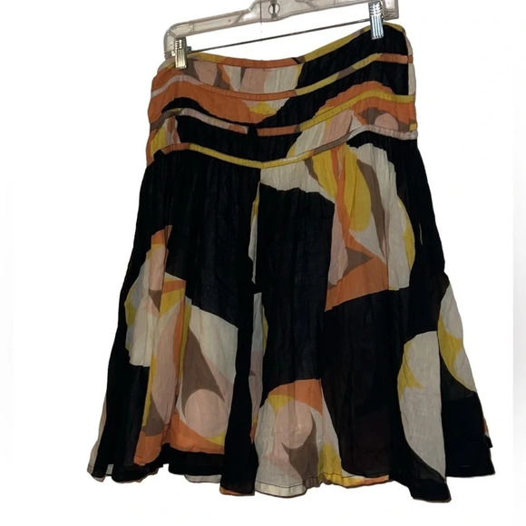 French Connection multi color Abstract print cotton Flare  skirt size 6 - Picture 11 of 11